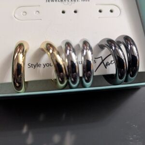 Gold and Silver Hoop Earrings Set